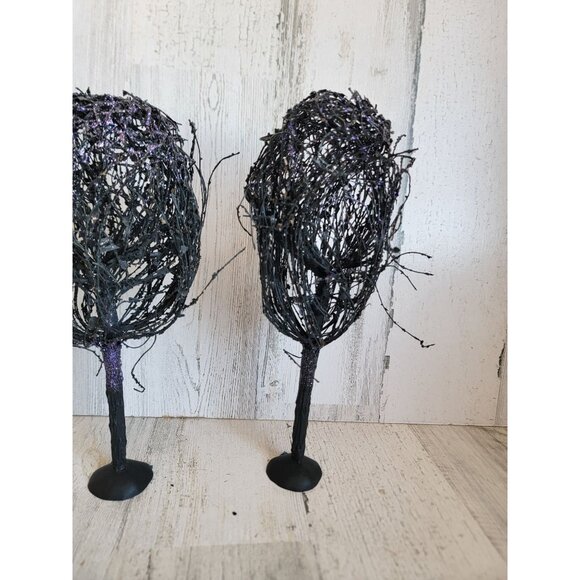Dept 56 glitter tree black Halloween village accessory set scary - Picture 5 of 8
